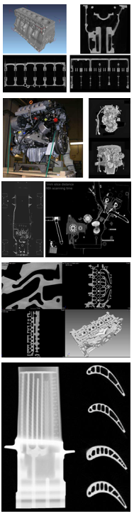 Immagini tomografiche computerizzata industriale, blocco motore e paletta di turbina