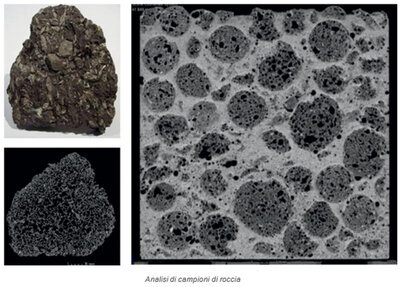 Visione e analisi di un campione interna di roccia