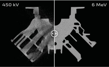 Scansione tomografica CT blocco motore alta risoluzione Diondo d7 analisi difetti porosità componenti automotive acciaio