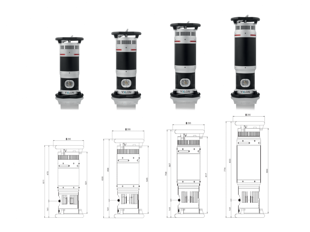 Sistemi a raggi-X Water Cooling - dimensioni Dimensioni dei sistemi a raggi-x Water Cooling