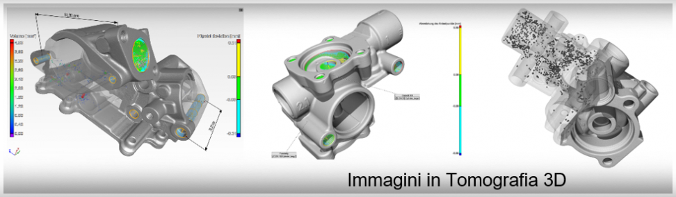 Immagini di varie fasi tomografiche su componente in alluminio Tomografia Industriale su componente in alluminio