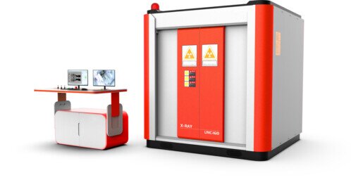 Impianto avanzato di radioscopia industriale X-ray serie UNC per Controlli Non Distruttivi (CND) ad alta risoluzione su componenti Aerospace, Automotive ed Elettronica.