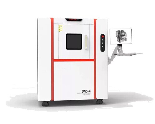 Impianto compatto di radioscopia industriale X-ray UNS 160 per Controlli Non Distruttivi (CND) su componenti in plastica, alluminio ed elettronica.