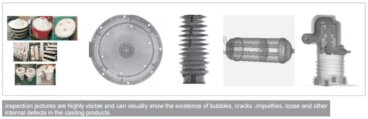 Ispezione Fusioni Metalliche 225kV - Rilevamento Difetti Blocchi Motore Radiografia ad alto contrasto di un blocco motore in alluminio che mostra micro-porosità e cricche sottili, rilevate dal potente sistema UNH 225.